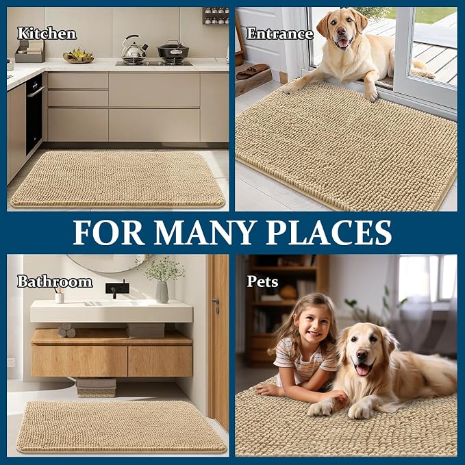 OLANLY Dog Door Mat for Muddy Paws 40x24, Super Absorbent Chenille Mud Mat | - Image 8