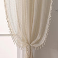 WAZZIO Boho Lace Curtains 102 Inch 2 Panel, Light Filtering Privacy Tassel & by WAZZIO