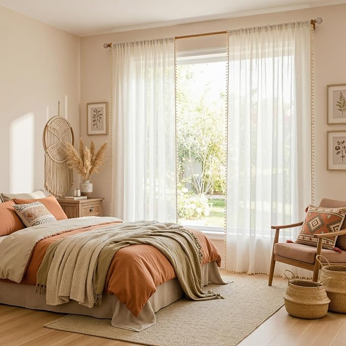 MYSKY HOME Linen Sheer Curtains 63 Inch Length - Image 7