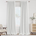 Guken White 100% Blackout Linen Curtains 90 Inch Length 2 Panels Set by Guken