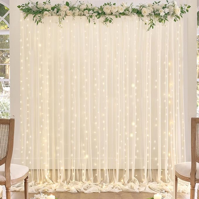 20ft x 12ft Champagne Tulle Backdrop Curtain - Image 5