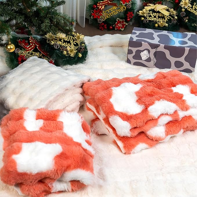 Soft Cow Print Blanket for Couch, Bed, or Living Room – Cozy and Decorative Imitation Rabbit Fur Throw for Home, Seasons and Relaxation