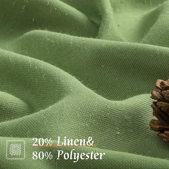 54 Inch Semi Sheer Green Linen Curtains - Image 2