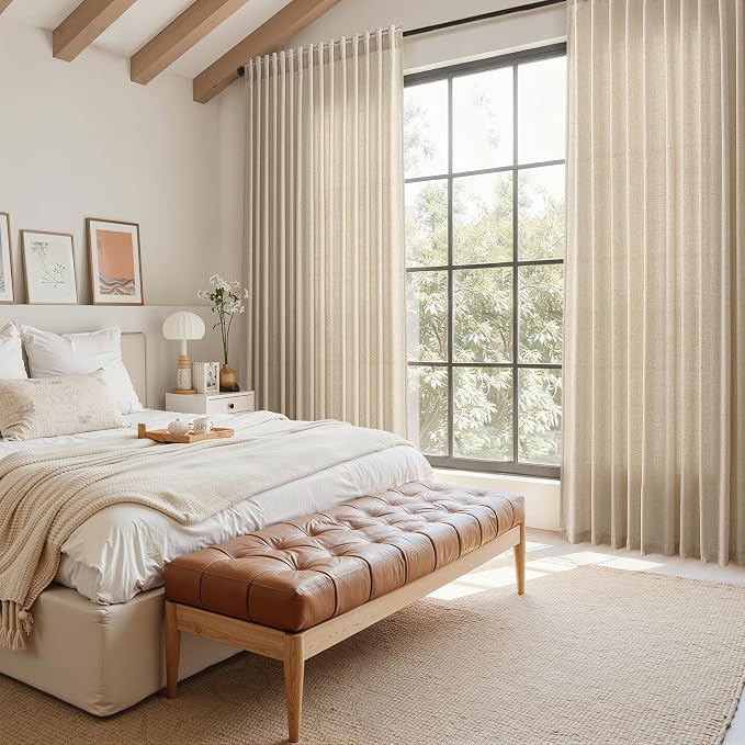 Taupe Burlywood Linen Curtains 80 Inch Length - Image 7