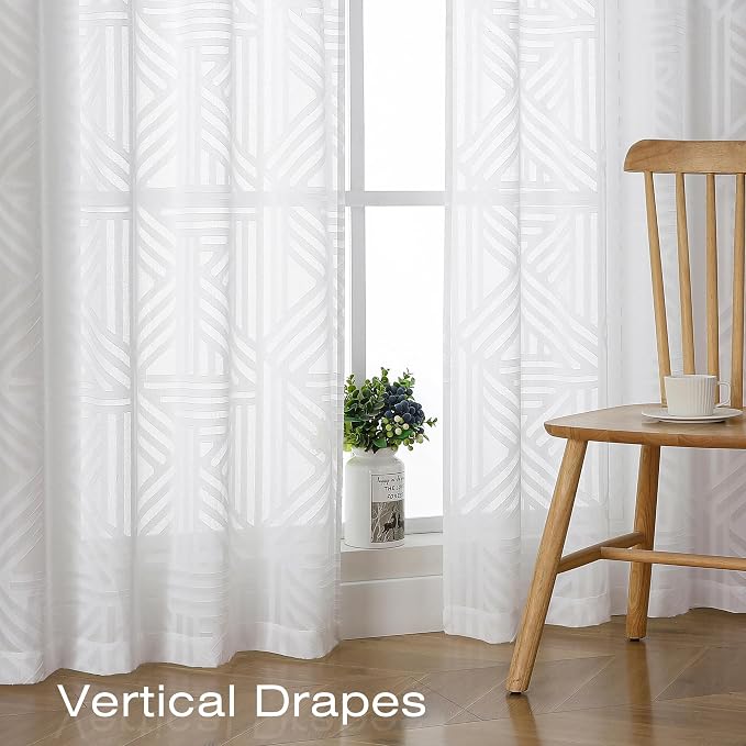 Simplebrand Semi Sheer White Curtains 90 Inches Long 2 Panels, Light Filtering - Image 6