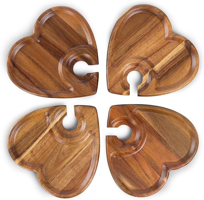PICNIC TIME Toscana Heart-Shaped Wine Appetizer Trays