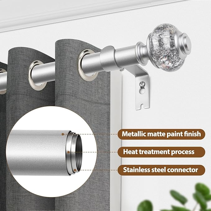 Curtain Rod 32 to 58 Inches, USFOOK 7/8 inch Telescoping Splicing Curtain rods - Image 2