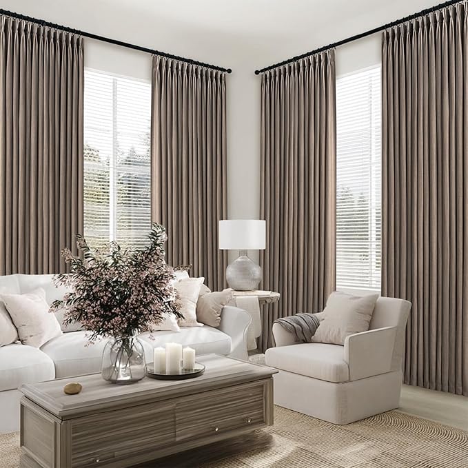 Topfinel 84 Inches Long Pinch Pleated Semi Sheer Curtains, Dark Flax Blended - Image 7