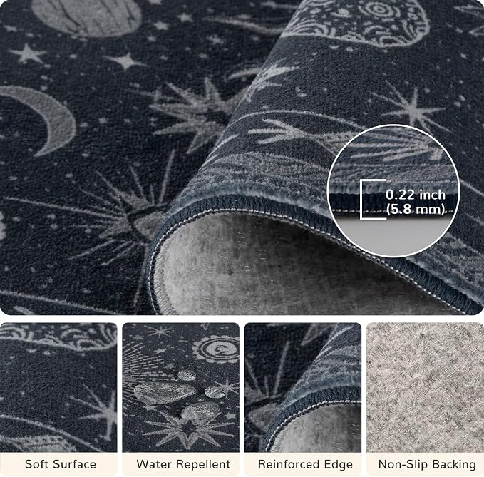 Vacuum-Friendly, Round 6ft Washable Area Rug - Image 3
