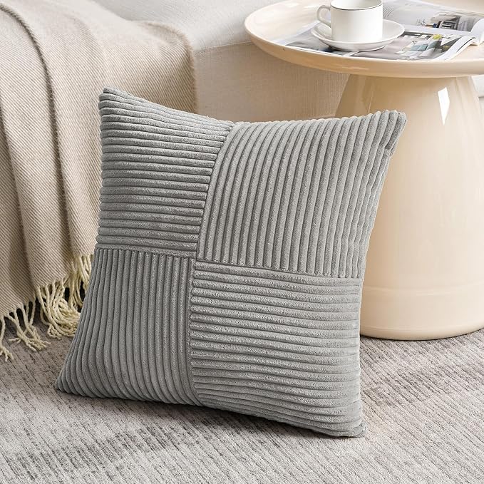 Fancy Homi 2 Packs Grey Big Decorative Throw Pillow Covers 24x24 Inch - Image 2