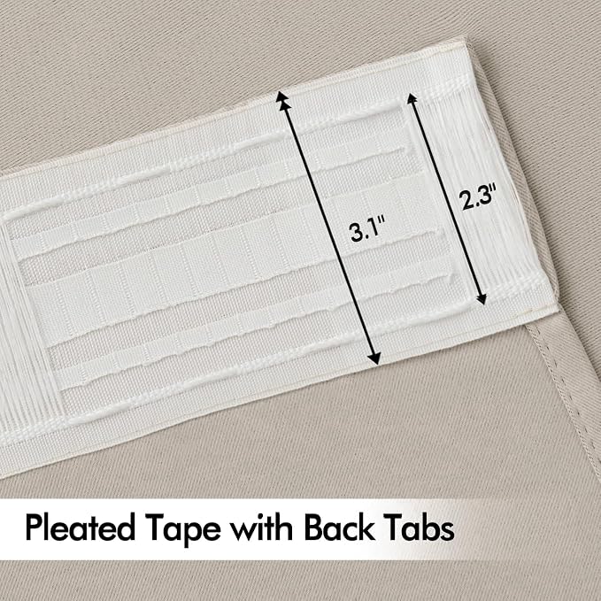 MIULEE Natural Back Tab Blackout Curtains 52x102 Inch Long 2 Panels Set | Rod - Image 4