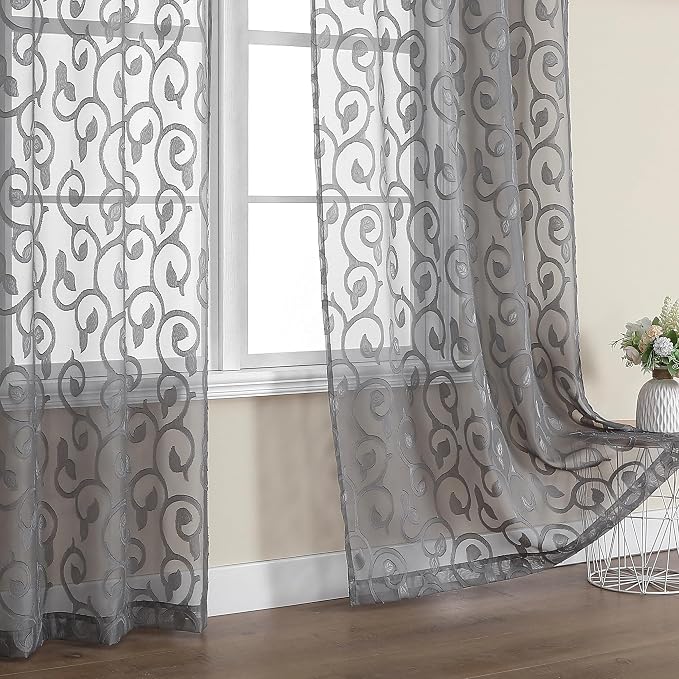 Furman Sheer White Curtains 45 Inch Length 2 Panels Set - Image 7