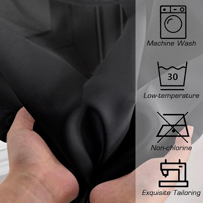 Simplebrand Black Sheer Curtains 96 Inches Long, Light Filtering Rod Pocket - Image 9
