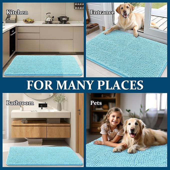 OLANLY Dog Door Mat for Muddy Paws 47x17, Super Absorbent Chenille Mud Mat | - Image 8