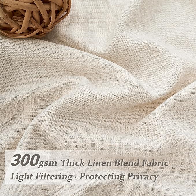 Extra Wide Pinch Pleat Thick Linen Sheer Curtains 96 Inches Long - Image 3