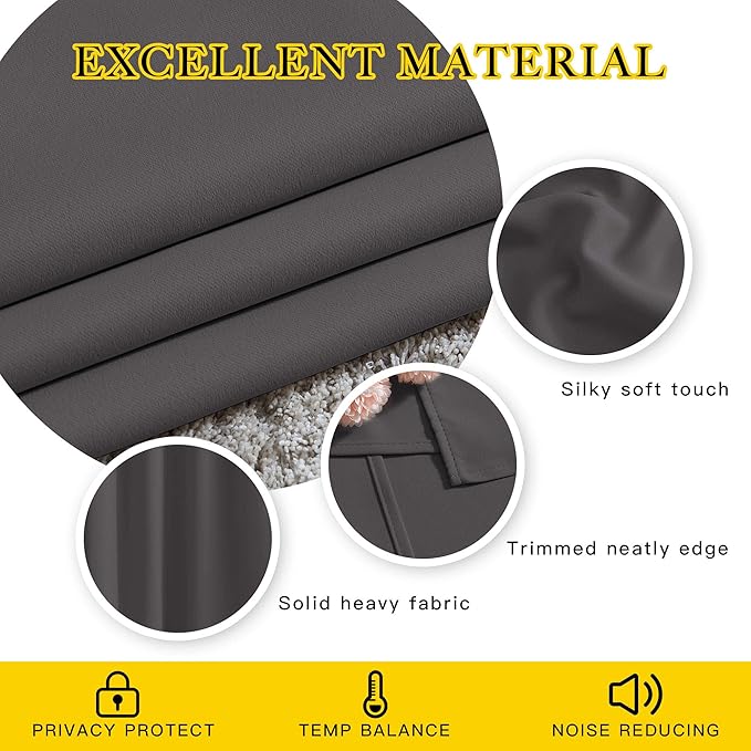 NICETOWN Grey Bedroom Blackout 90 inch Curtains - Image 4