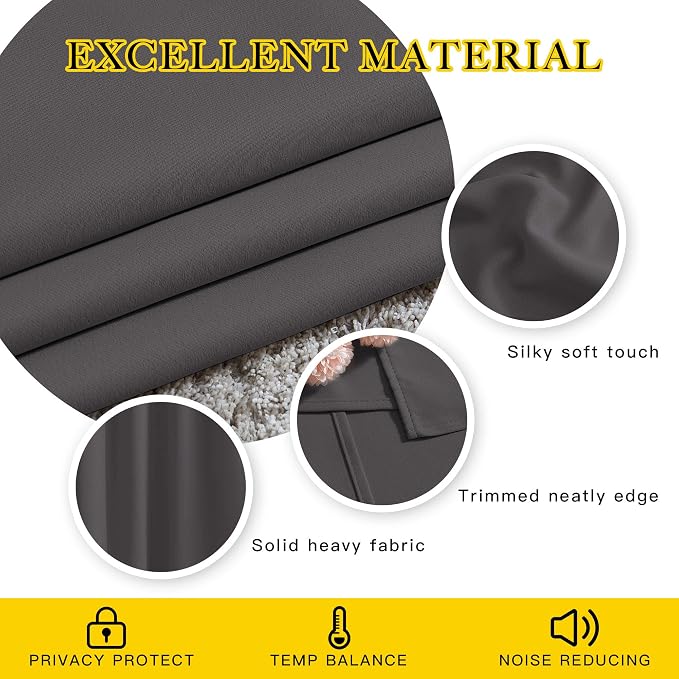NICETOWN Grey Room Darkening Curtains Blackout 40 inch Curtains - Image 5