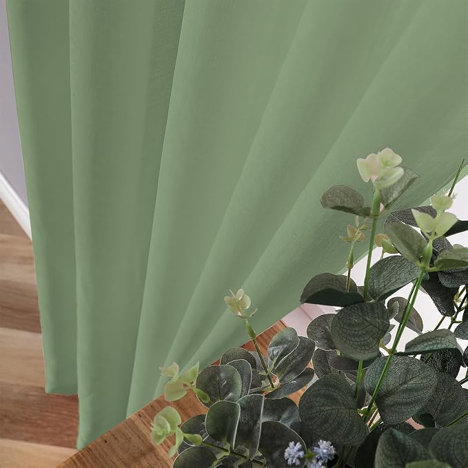 Tollpiz Short Sheer Curtains Linen Textured Living Room Curtain Sheers Light - Image 3