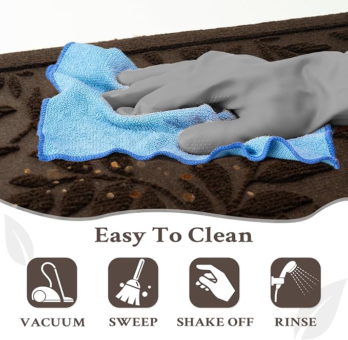 Coffee Brown Leaves Outdoor Indoor Entrance Doormats, Absorbent Durable Heavy - Image 8