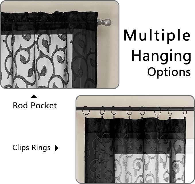 Furman Sheer Curtains Tiers 36 inch Length 2 Panels Set - Image 4