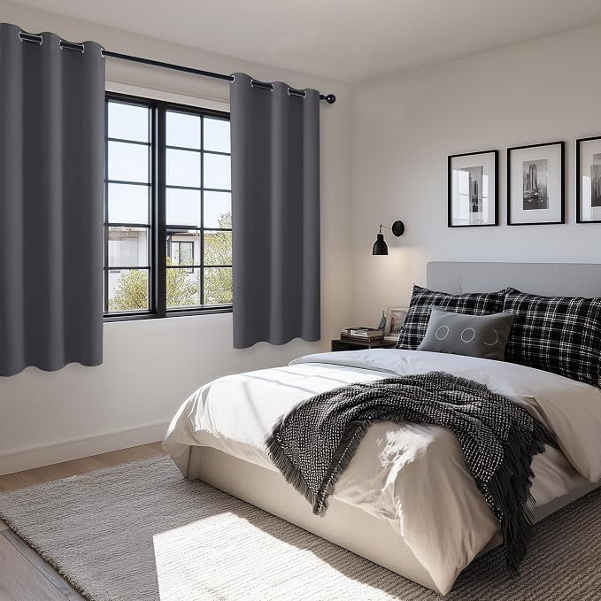 Grommet Blackout Curtains for Bedroom, 42 x 63 Inches, Dark Grey | Thermal - Image 6