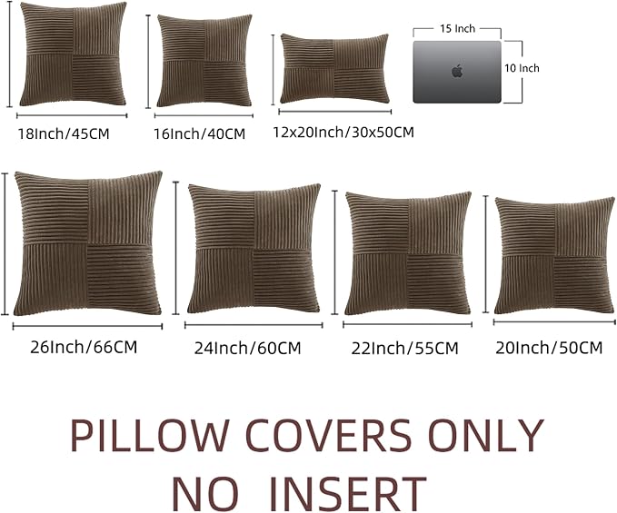 Fancy Homi 2 Packs Dark Brown Decorative Throw Pillow Covers 22x22 Inch - Image 6