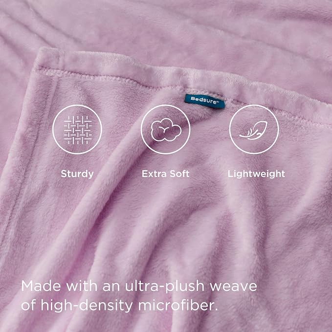 Bedsure GentleSoft Fleece Throw XL Blanket Light Purple - Image 3