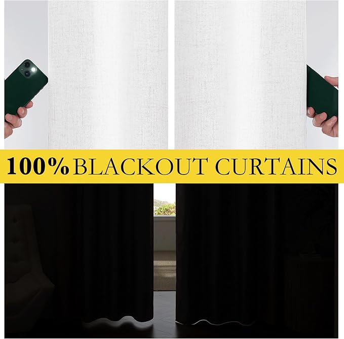 NICETOWN Linen 100% Blackout Nursery Curtains, Thermal Insulated & Noise - Image 4