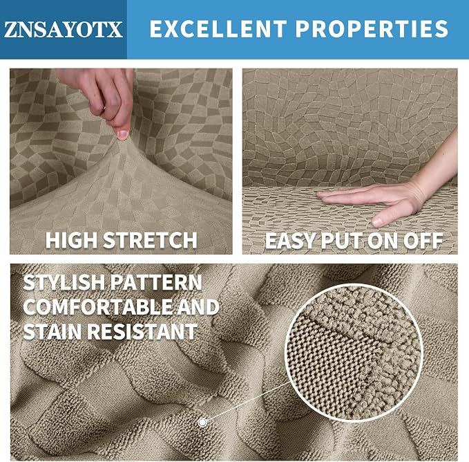 ZNSAYOTX 1 Piece Stretch Oversized Sofa Covers, New Plaid Couch Cover - Image 3