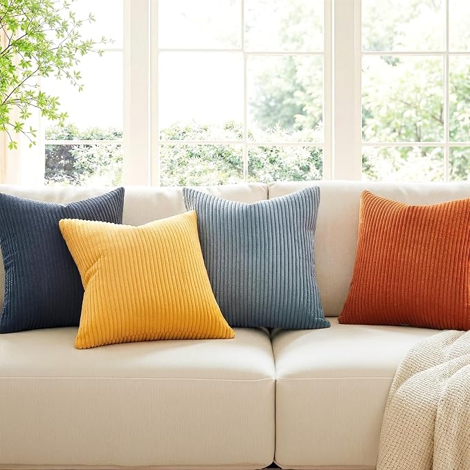 Topfinel 22x22 New Blue and Orange Boho Farmhouse Couch Throw Pillows - Image 3