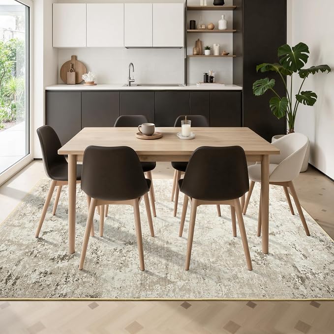 Toneed Abstract Area Rug Modern Washable Rug Soft Non Slip Rug Low Pile - Image 4
