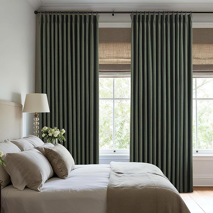AUSSPVOCT Pinch Pleated 90 Inch Linen Curtains 100% Blackout - Image 5