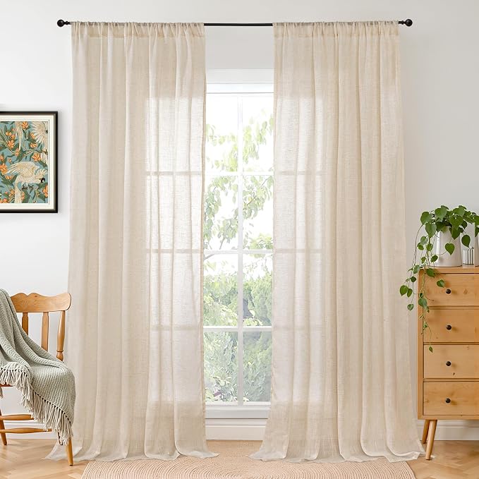BGment Natural Linen Curtains 90 Inches Long by BGment
