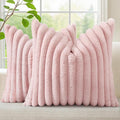 decorUhome Fall Faux Fur Throw Pillow Covers 16x16 Set of 2 Pink | Decorative by decorUhome