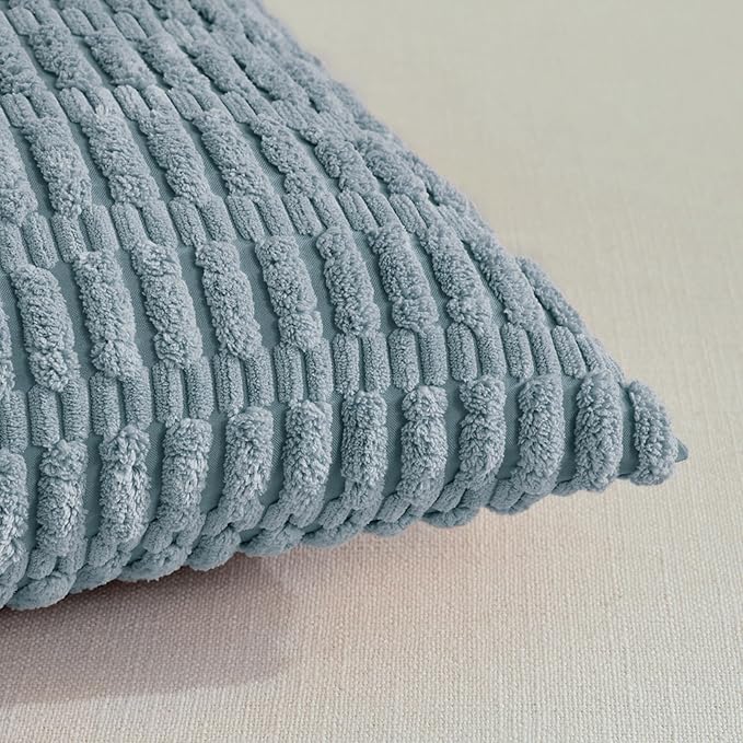 Fancy Homi 4 Packs Boho Light Blue Decorative Throw Pillow Covers 18x18 Inch - Image 4