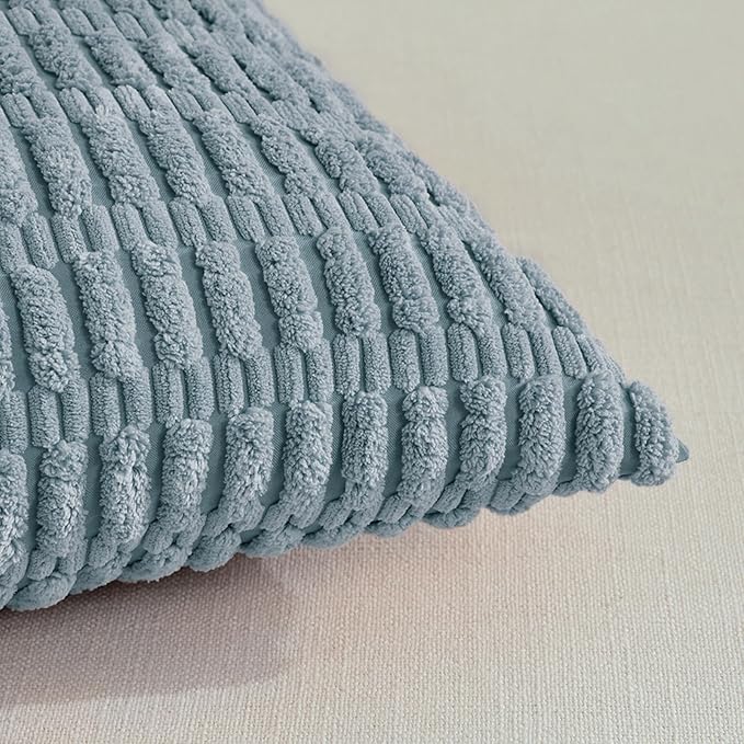 Fancy Homi 4 Packs Boho Light Blue Decorative Throw Pillow Covers 12x24 Inch - Image 4