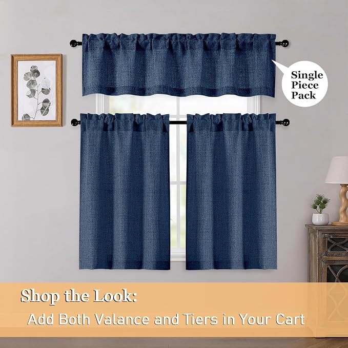 OWENIE Navy Blue Valances for Windows 1 Pcs 20 Inch Length, Light Filtering - Image 6