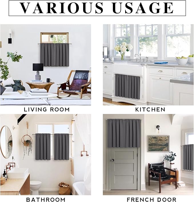 RYB HOME Half Curtain Tiers 36 inch Length, Rod Pocket Summer Heat Blocking - Image 7