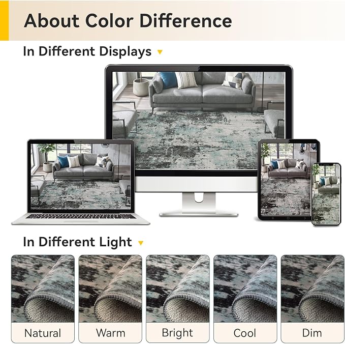 RELEANY Washable 4'x6' Abstract Area Rug - Image 8