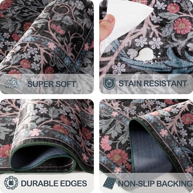 4x6 Area Rug for Bedroom Beside Rug, Laundry Room, Washable Non-Slip Low Pile - Image 6