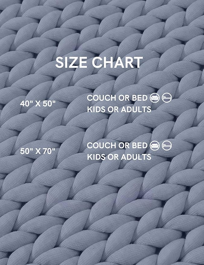 YnM Chunky Throw Blanket, Medium-Weight, Hand Knitted, Skin Friendly, Ventilated and Breathable, Machine Washable, Home Décor Piece for Couch, Sofa and Bed (Atlantis Blue, 50x70 Inch)