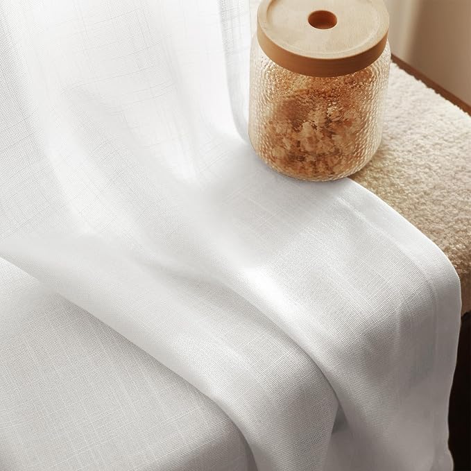 Extra Long White Curtain 120 inches Long 2 Panels Set Back Tab Light Filtering - Image 2