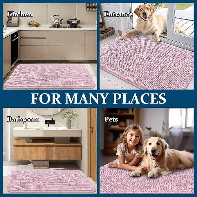 OLANLY Dog Door Mat for Muddy Paws 59x32, Super Absorbent Chenille Mud Mat | - Image 8