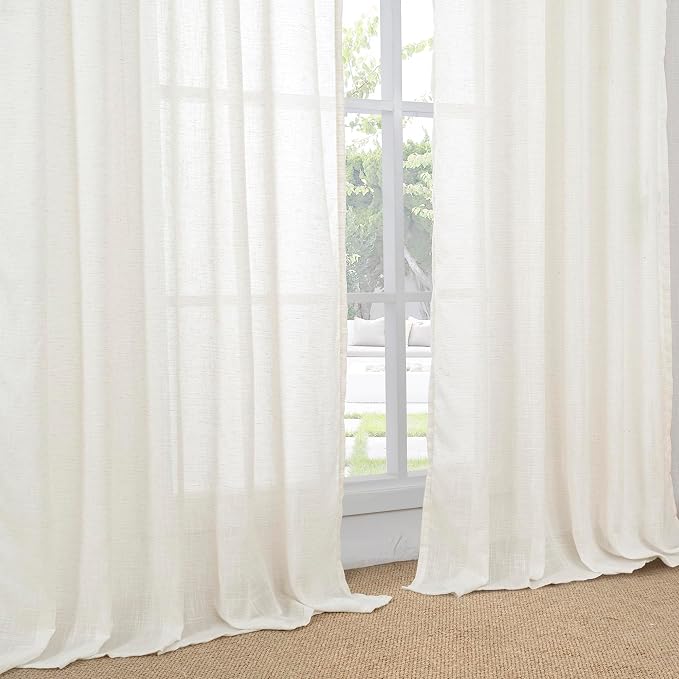 BGment Linen Semi Sheer Curtains 84 Inches Long 2 Panels Set - Image 7