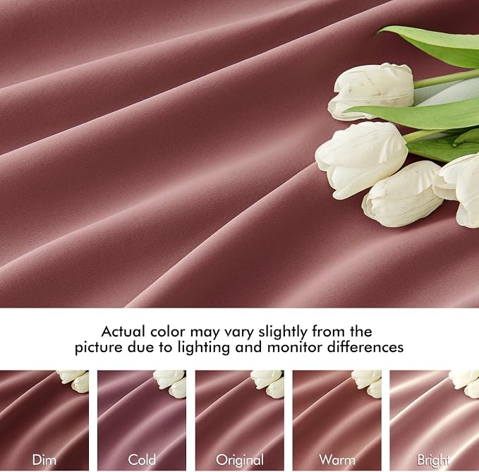 MIULEE Dusty Rose Back Tab Blackout Curtains 52x84 Inch Length 2 Panels Set | - Image 8