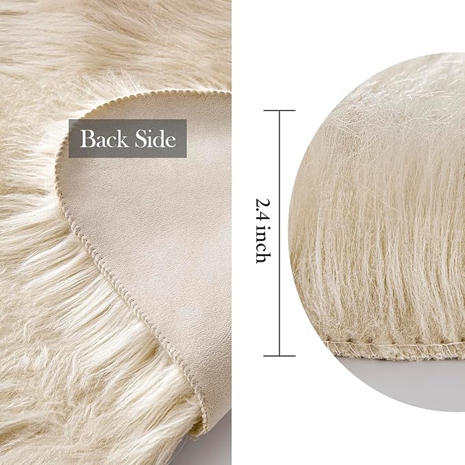 MIULEE Fluffy Area Rug 2x3 ft Faux Fur Sheepskin Rug - Image 2