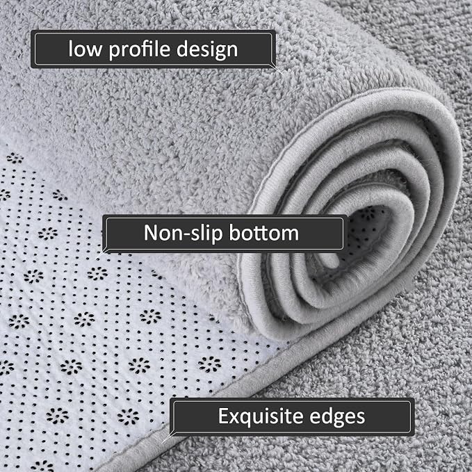 5x7 Area Rugs for Living Room Non Slip Dorm Bedroom Rug, Dark Grey | Modern - Image 5