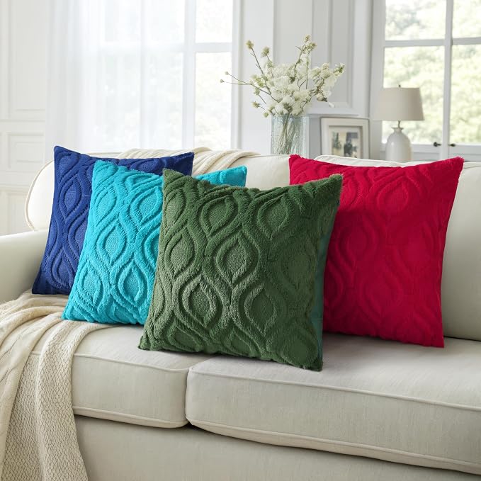 decorUhome Throw Pillow Covers 26x26 Inch Set of 2, Soft Plush Faux Wool Forest - Image 6