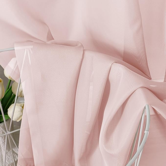 Aiyufeng Blush Pink Sheer Curtains 72 Inch Length 2 Panels Set, Light Filtering - Image 7