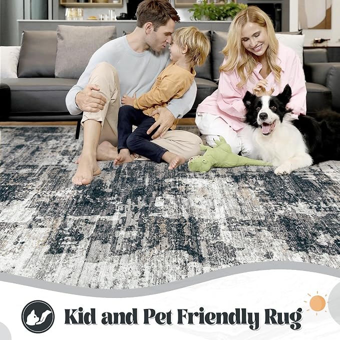 10x14 Area Rugs for Living Room, Washable Modern Abstract Large Area Rug - Image 3